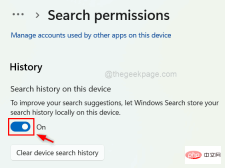 How to turn recent search history on or off in Windows 11