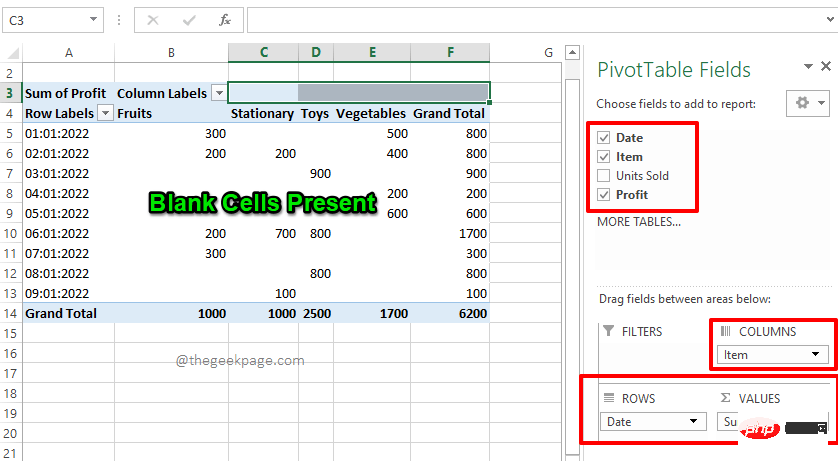 How to replace blank cells in an Excel PivotTable with zeros