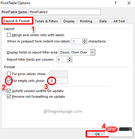 How to replace blank cells in an Excel PivotTable with zeros