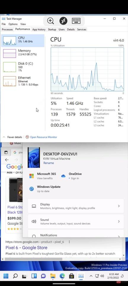 这位 Pixel 6 用户找到了在 Android 13 上运行 Windows 11 的方法