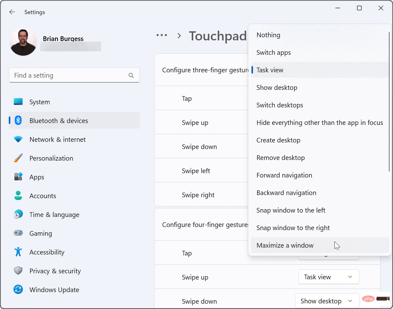 Windows 11 でタッチパッド ジェスチャをカスタマイズする方法