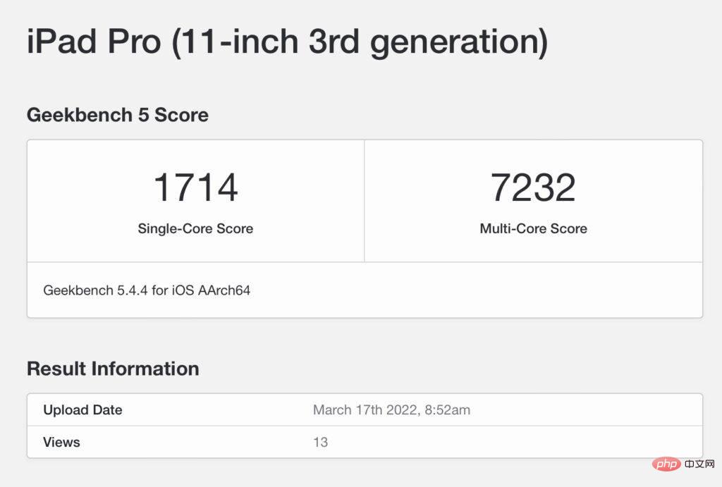 L’exposition de référence de l’iPad Air 5 Geekbench est comparable à celle de l’iPad Pro