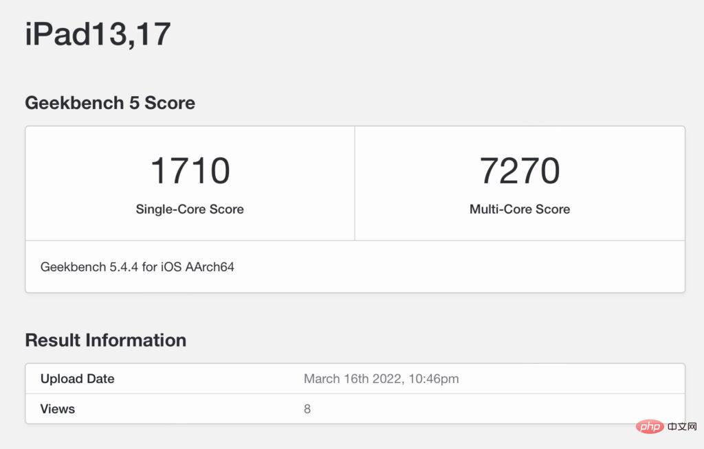 iPad Air 5 Geekbench 벤치마크 노출은 iPad Pro와 동일합니다.