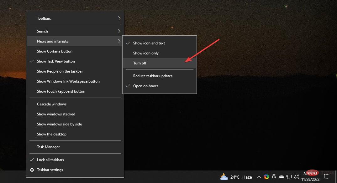 How to remove Microsoft News from the taskbar