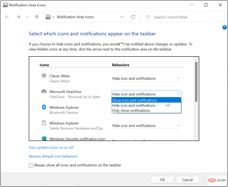 How to show all taskbar corner overflow icons in Windows 11