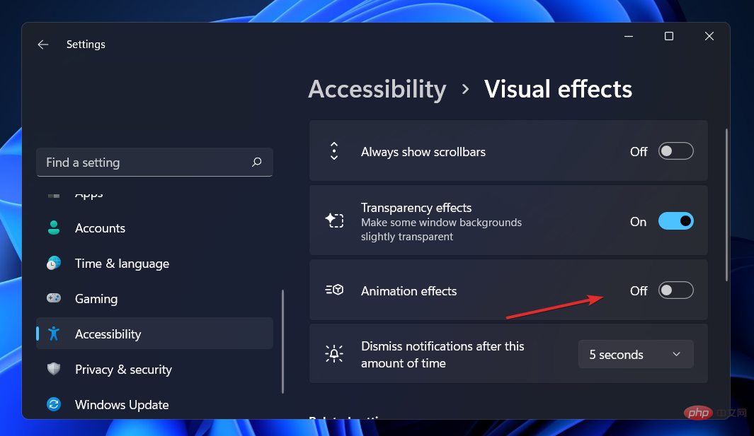 如何在 Windows 11 中禁用动画