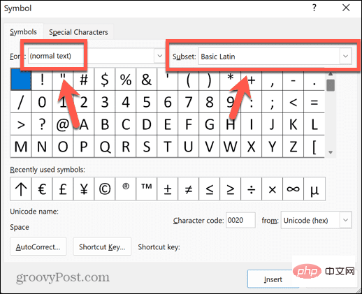 How to type arrows in Word