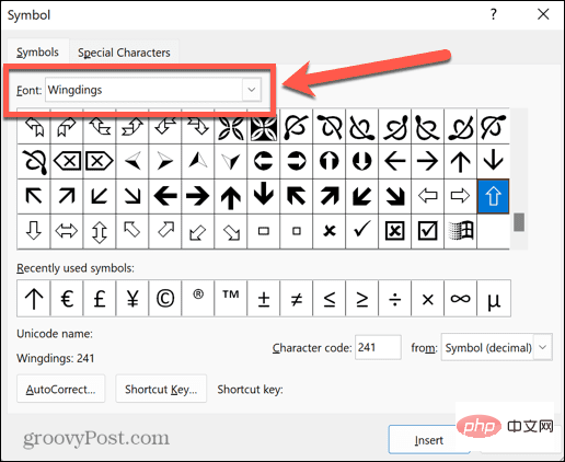 How to type arrows in Word