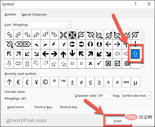 How to type arrows in Word