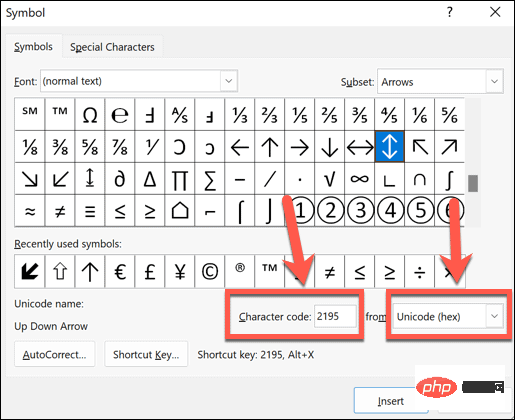 How to type arrows in Word