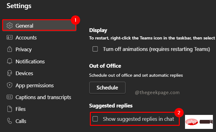 How to turn on/off MS Teams reply suggestions