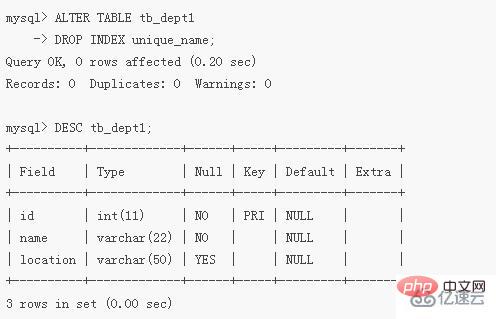 mysql如何刪除unique約束