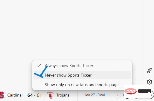 Microsoft Edge teste Sports Ticker pour afficher les scores en direct et les actualités sur toutes les pages/nouveaux onglets