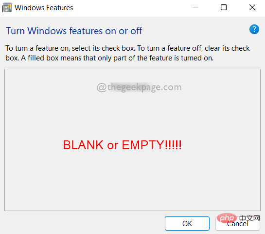 Fix: Turning Windows features on or off is blank or blank in Windows 11 and 10