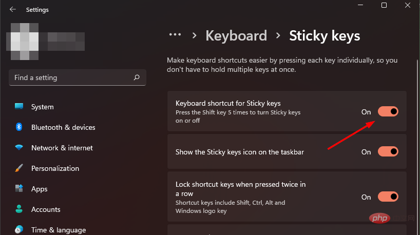 3 cara mudah untuk menghidupkan/mematikan Sticky Keys dalam Windows 11