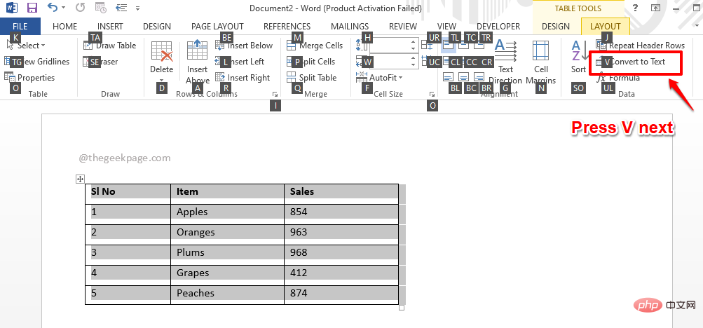 Comment convertir un tableau en texte dans MS Word