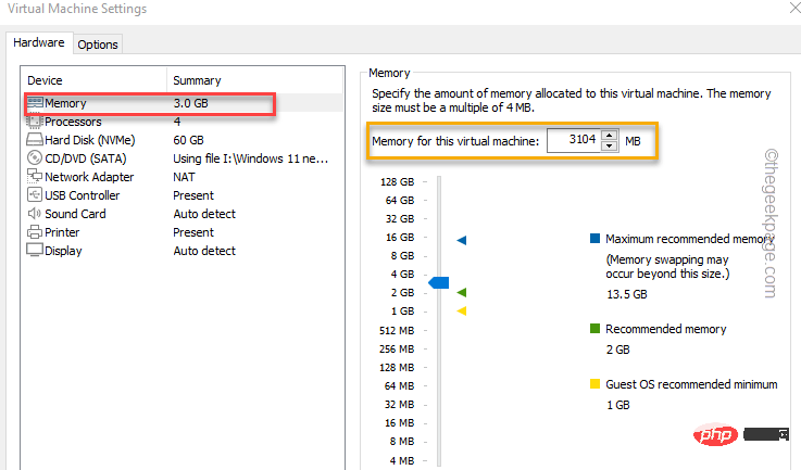 VMWare Workstation Fix 中没有足够的物理内存可用