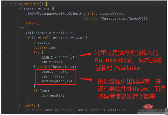 What is the exception handling mechanism in Java threads?