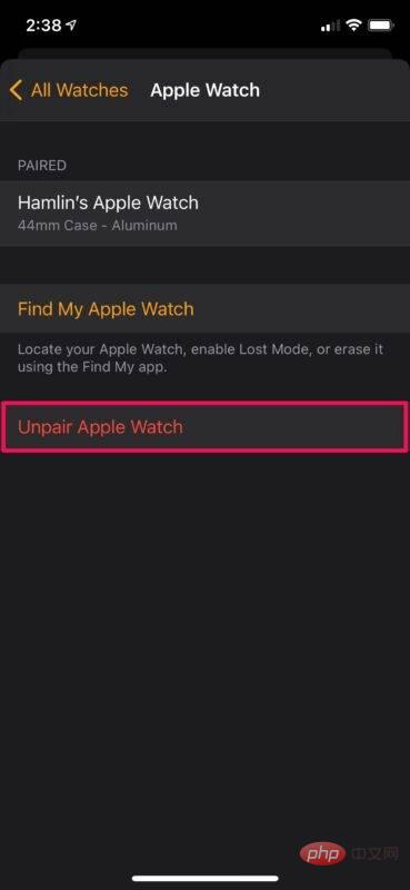 如何取消配对 Apple Watch