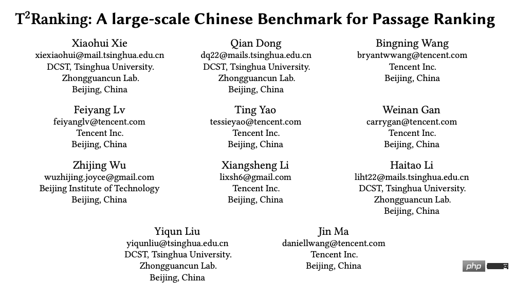 Veröffentlichter Benchmark-Datensatz für die Sortierung chinesischer Absätze: basierend auf 300.000 echten Abfragen und 2 Millionen Internetabsätzen.