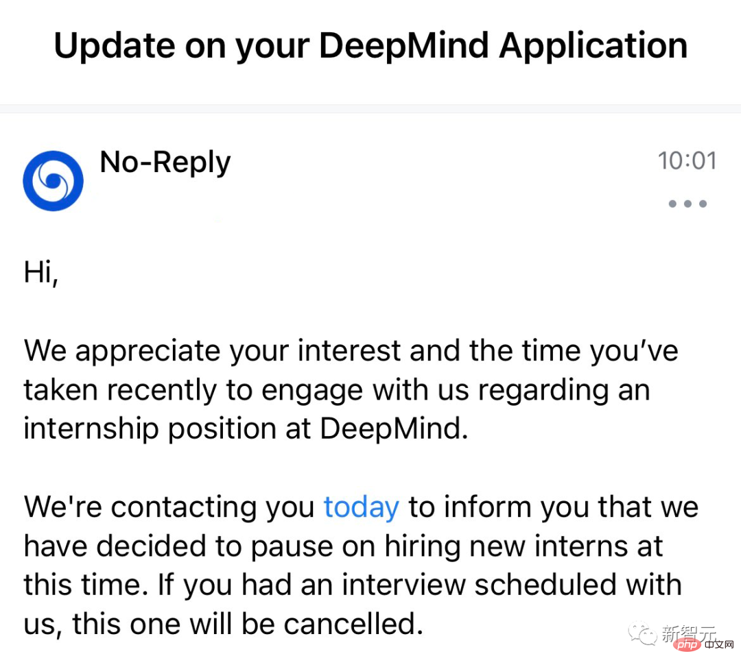 DeepMind may reduce the number of interns in the future? Recruitment was completely frozen, and candidates were informed of the cancellation only 1 hour before the interview.