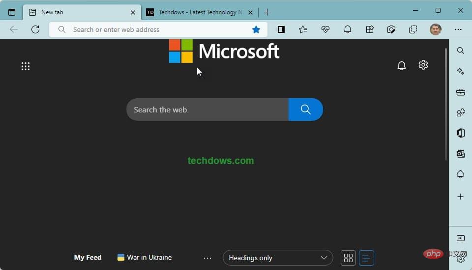 Microsoft Edge 为 Bing 搜索、Office、游戏等提供侧边栏