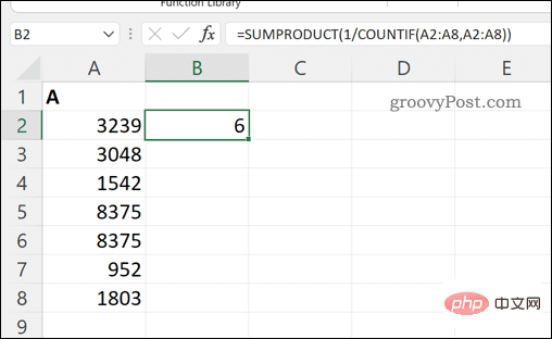 如何计算 Excel 中的唯一值