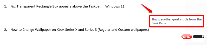 如何将屏幕提示添加到 MS Word 文档