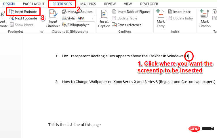 如何将屏幕提示添加到 MS Word 文档