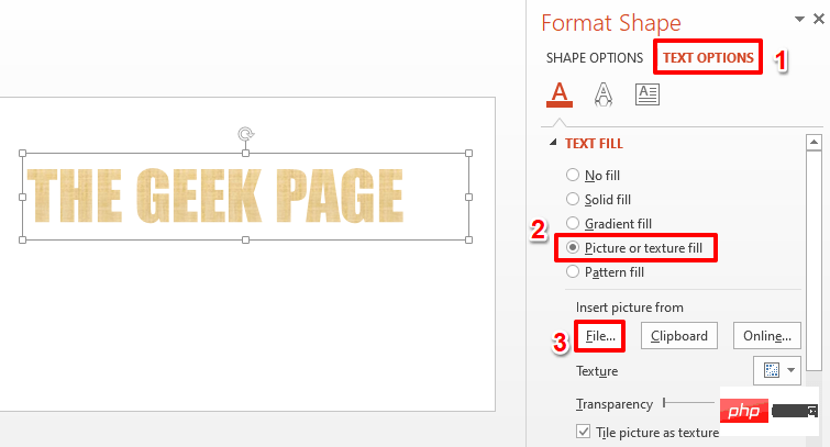 如何在 MS PowerPoint 上用图像填充文本