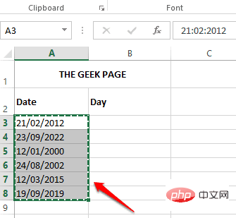 如何从 Microsoft Excel 中的日期值中提取日期值