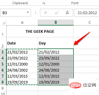 如何从 Microsoft Excel 中的日期值中提取日期值