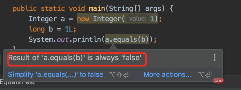 Analisis contoh perangkap Objects.equals in Java