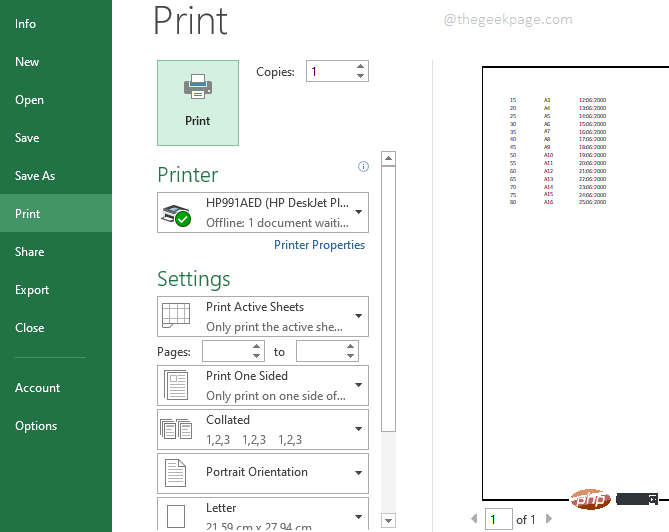 如何仅打印 Excel 文档的特定部分