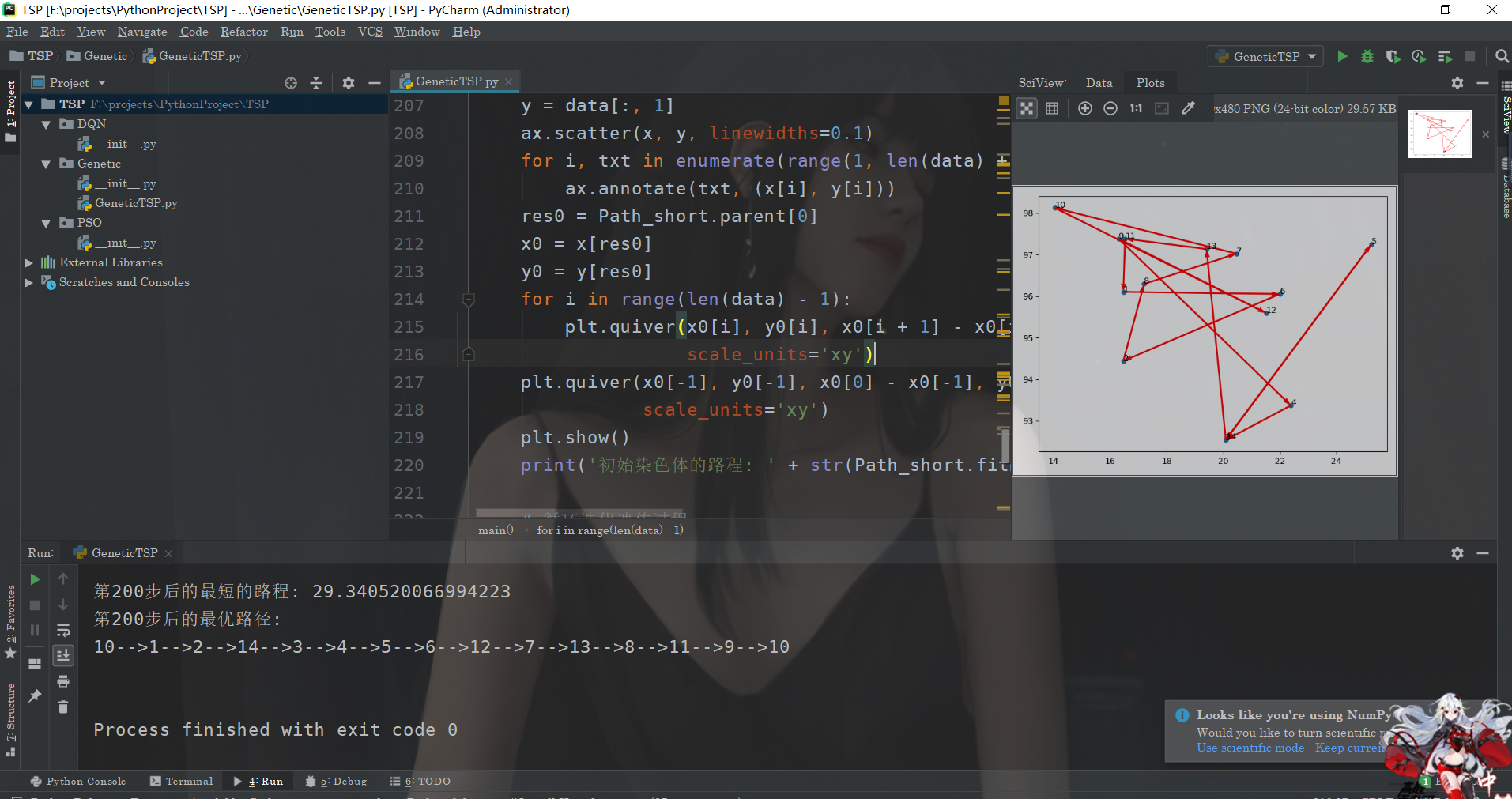 Wie implementiert man mit Python einen genetischen Algorithmus zur Lösung des Traveling Salesman Problem (TSP)?