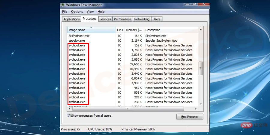 修复高网络使用错误的方法是修复 svchost.exe (netsvcs)