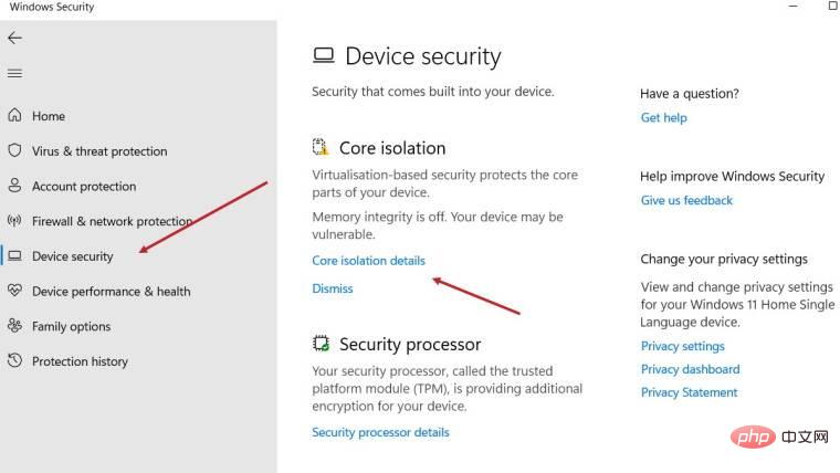 如何在 Windows 11 中启用 Core Isolation 的内存完整性功能