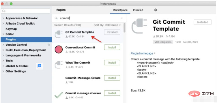 What are the usage specifications of Java Git Commit Message?