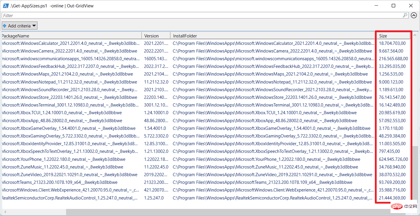 默认 Windows 11应用程序的大小比报告的要大得多