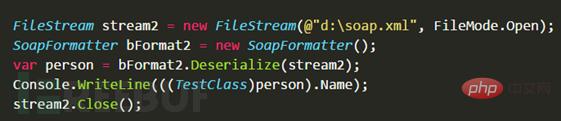 SoapFormatter deserialization vulnerability example analysis