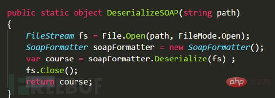 SoapFormatter deserialization vulnerability example analysis