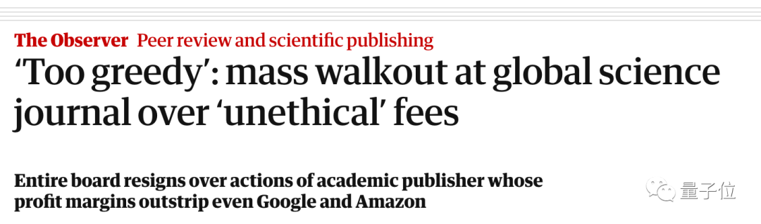 Get 23,000 for publishing an article! All 42 journal editors resigned in protest: Publishers are too greedy and their profit margins are higher than those of Google and Amazon.