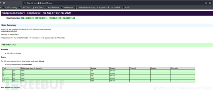 Contoh analisis operasi Nmap