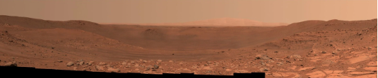 火星探测器"毅力号"展示贝尔瓦陨击坑全景照片，火星沙丘引人注目