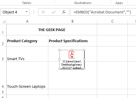 如何在 Excel 工作表中嵌入 PDF 文档