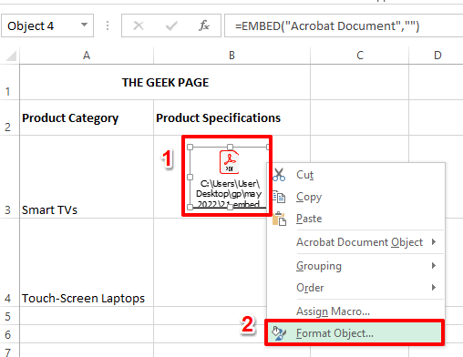 如何在 Excel 工作表中嵌入 PDF 文档