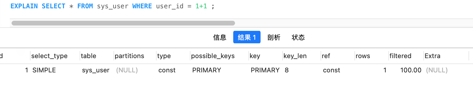 MySQL 세부정보의 인덱스 실패 인스턴스 분석