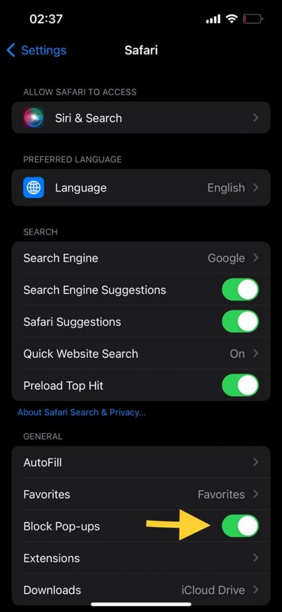 Comment désactiver le bloqueur de pop-up sur iPhone