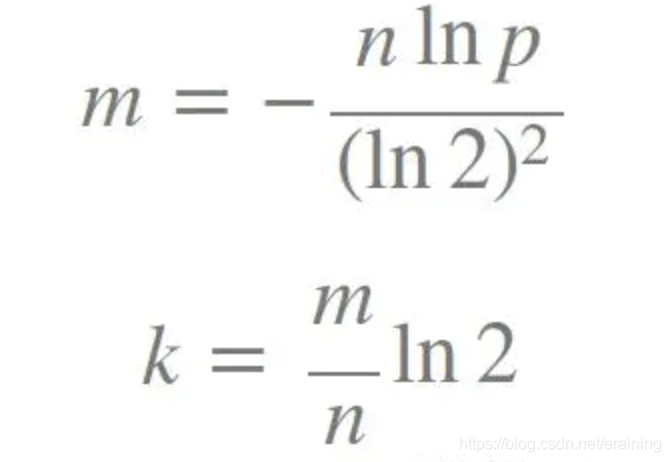 What is the algorithm formula for Redis bloom filter size?