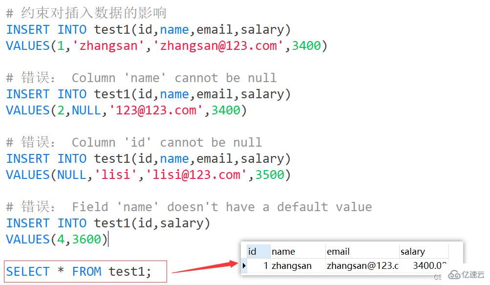 Exemple danalyse des points de connaissance des contraintes MySQL